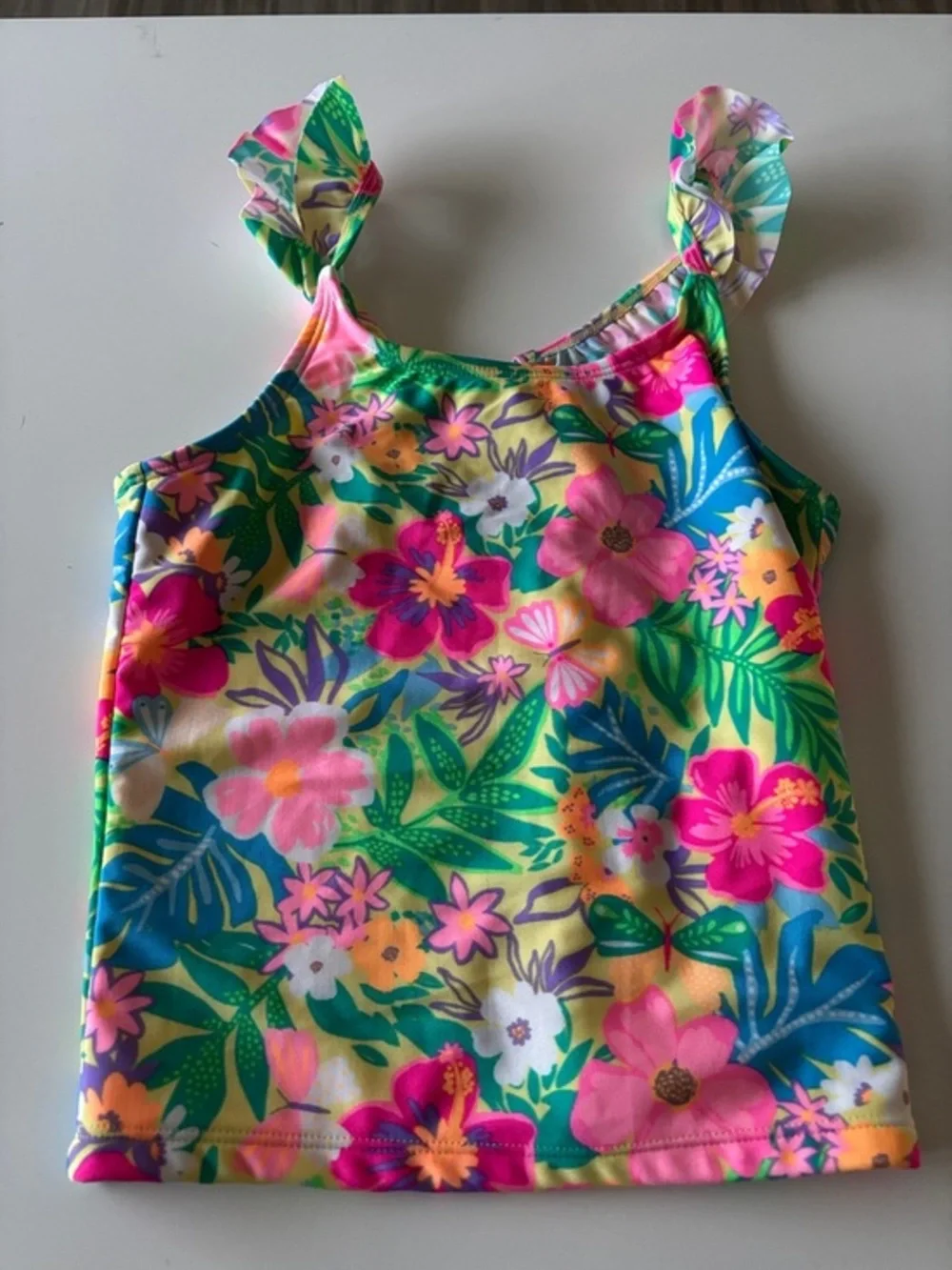 Cat & Jack Girls Floral Bikini Top - Pink, Green, Blue, Yellow